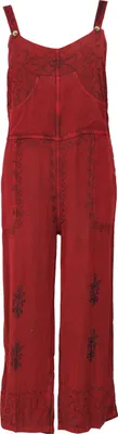 Produktbild von Latzhose, Boho Hose, Bestickter Overall - Rot, Damen, Viskose, Hosen