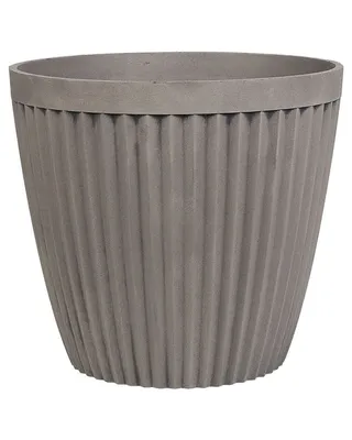 Produktbild von BELIANI Blumentopf Grau ⌀ 36 cm aus Steingemisch und Polyresin mit Rillen-Struktur Rund Modernes Design