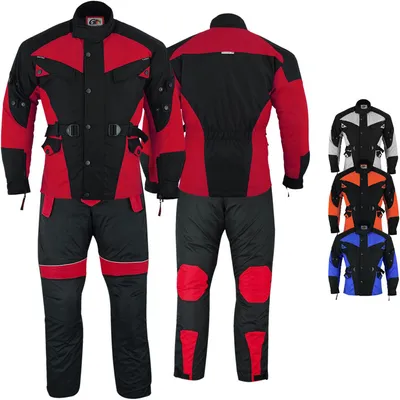 Produktbild von 2-teiler Motorradkombi Cordura Textilien Motorradjacke + Motorradhose, Größe:52/L, Farbe:Rot