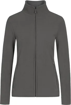 Produktbild von Doppel Fleece Zip Jacke Plus Size Damen, Stahlgrau, XXXL