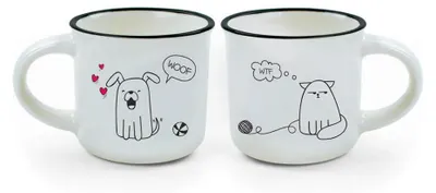 Produktbild von Legami Espresso For Two 2 Coffee Mugs Dog And Cat, 2-tlg., Espressotasse, Tasse, 50 ml, MM0009