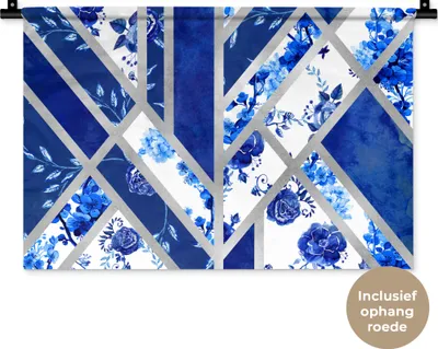 Produktbild von MuchoWow® Wandteppich Wandbehang Design - Delfter Blau - Luxus 60x40 cm Tapisserie Dekoration Wandtuch - Wanddekorationen