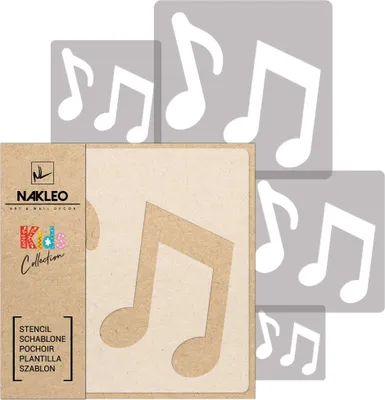 Produktbild von Schablonen Malen für Kinder, 5 Stück Set 9x9 cm bis 34x34 cm Musik Note Melodie, Wiederverwendbare Kunststoff für Kinderzimmer Malvorlage Raumdekoration