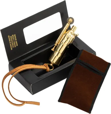 Productafbeelding van Elegante stormaansteker messing 8 x 2 cm retro reisaansteker decoratie compact 14944