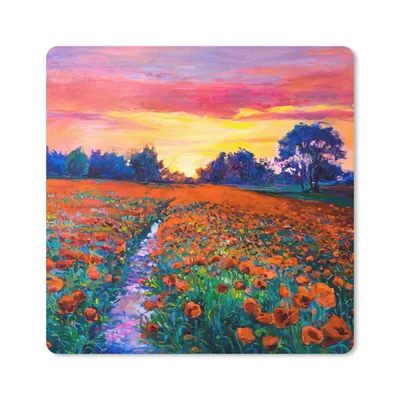 Produktbild von MuchoWow® Mauspad Mousepad Malerei - Natur - Blumen - Ölfarbe 20x20 cm - Mousepads - Maus Mat - Pad - Mausunterlage - Desk Mat - Bureauartikeln
