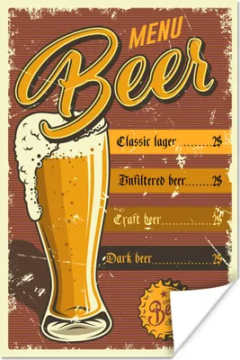 Produktbild von MuchoWow® Poster Mancave - Bier - Vintage - Werbung 120x180 cm - Kunstposter
