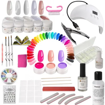 Produktbild von UV Gel Starterset Starlight inkl. UV-LED Gerät - Nagelstudio Einsteiger Set inkl. UV Gele, Farbgele, Nailart und UV Lampe