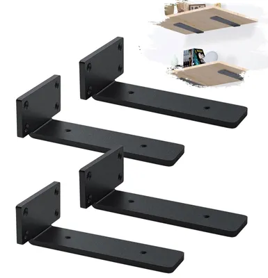 Zdjęcie produktu dla Omgoods - 4 sztuki, stalowe wsporniki do półek, czarne, wytrzymałe