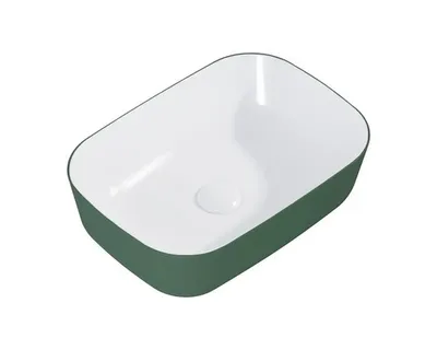 Produktbild von Jungborn Aufsatzwaschbecken 45.5x32.5 cm weiß hochglanz/forest grün matt