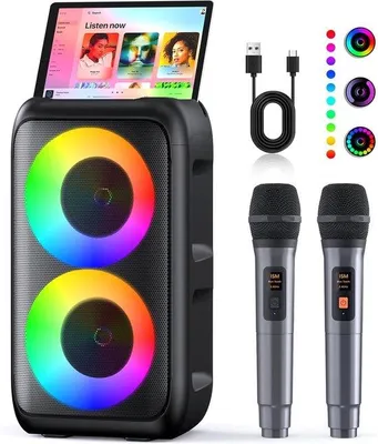 Obrázok produktu pre Prenosná karaoke súprava s 2 mikrofónmi a Bluetooth reproduktorom