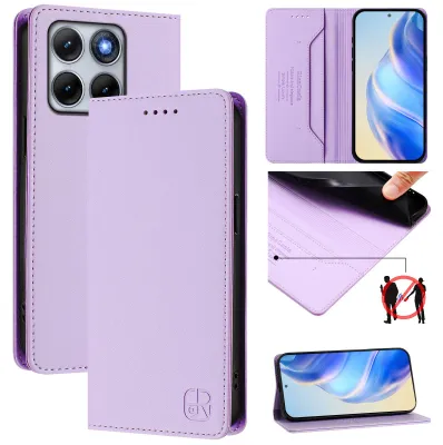 Obrázek produktu pro Kožené pouzdro pro Motorola Edge 70 Fusion, flipové pouzdro s přihrádkami na karty, peněženkou a stojánkem Fialový