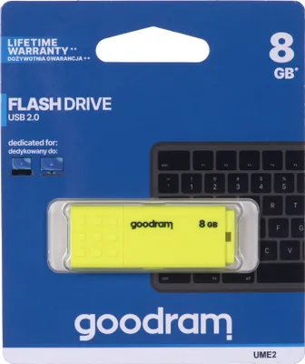 Obrázok produktu pre Goodram UME2, 8 GB, USB Typ-A, 2.0, 20 MB/s, Čiapky, Žltá