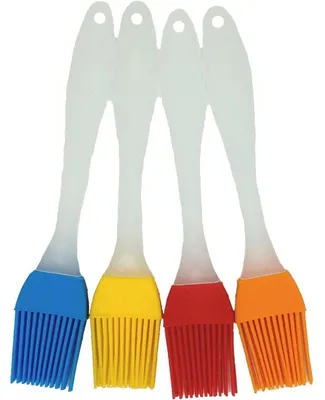 Productafbeelding van Siliconen spatels, set van 4, voor keuken, grill en bakken, hittebestendig, BPA-vrij, kleuren: rood, blauw, geel, oranje, afmetingen: 17x3 cm
