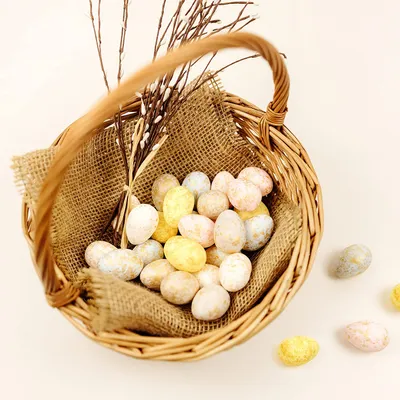 Produktbild von creative home Weidenkorb, handgeflochten, mit Griff, Natur, 22x22x26 cm (+/- 2 cm) – Ideal als Oster-, Geschenk-, Obst- oder Bügelkorb