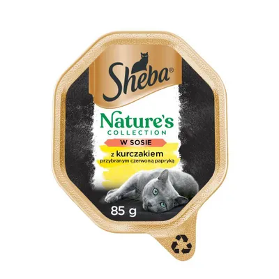 Produktbild von Sheba Nature's Collection - Nassfutter für ausgewachsene Katzen, in Sauce mit Huhn, garniert mit rotem Paprika 85g