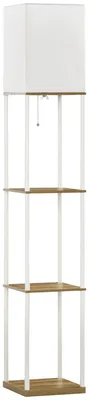 Produktbild von HOMCOM Stehlampe, Stehleuchte mit 3 Fächern, E27 Sockel, Weiß, exkl. Glühbirne