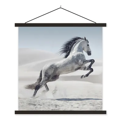 Produktbild von MuchoWow® Textilposter Pferd - Tiere - Sand - Natur 120x120 cm mit schwarzem Rahmen - Aufhängungsset
