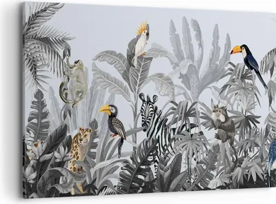 Produktbild von Bild auf Leinwand - Leinwandbild - Einteilig - Dschungel Tiere Tukane - 100x70cm - Wand Bild - Wanddeko - Wandbilder - Leinwanddruck - Bilder - Wanddekoration - Leinwand bilder - AA100x70-4662