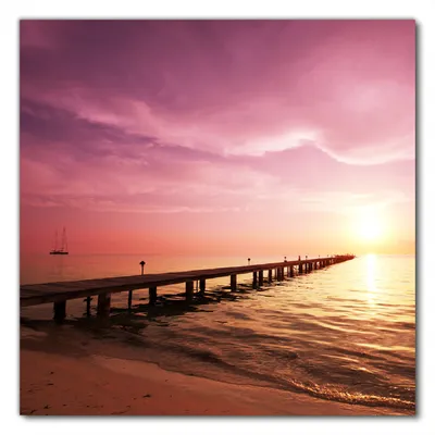 Produktbild von Wallario selbstklebende Möbelfolie/ Tischdecke für Innen und Außen, Größe: 80 x 80 cm - Auf dem Weg zur Sonne  Steg am Meer