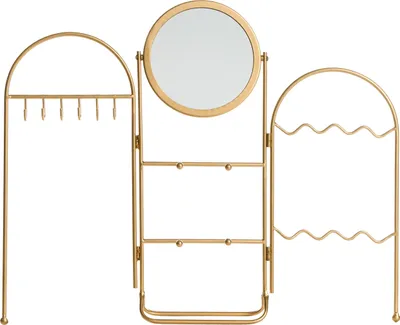Produktbild von BELIANI Schmuckständer mit Spiegel Gold Metall-Schminkspiegel Schmuckhalter Schlafzimmer-Accessoires Glam-Stil