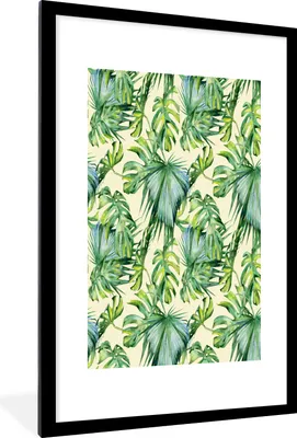 Produktbild von MuchoWow® MuchoWow® Gerahmtes Poster Muster - Vintage - Tropisch 60x90 cm - Poster mit zchwarzem Bilderrahmen - Dekoration - Wandposter Wohnzimmer - Hochwertig