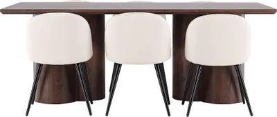 Image de Olivia ensemble pour salle à manger table 100x210cm et 6 chaises velours mocca.
