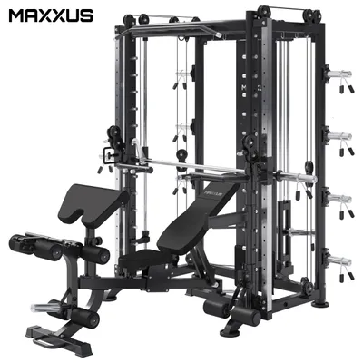 Produktbild von MAXXUS Multipresse 10.1 - mit Hantelbank, Klimmzug, Butterfly, Rudern, Bankdrücken, Dips-Station und Aufhängung für Boxsack, gelagerte Langhantel, bis 300kg - Kraftstation, Smith Maschine, Power Rack
