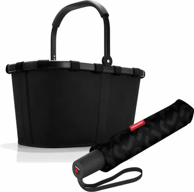 Produktbild von reisenthel carrybag mit umbrella pocket duomatic Set, Einkaufskorb, Regenschirm, Frame Black, 22 L, 2-tlg.