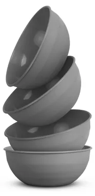 Zdjęcie produktu dla zestaw 4 plastikowych misek Plastikowa miska - nie zawiera BPA - można myć w zmywarce - (Ø25,5 cm / szary) nietłukący PP - miska na sałatkę miska do mieszania miska