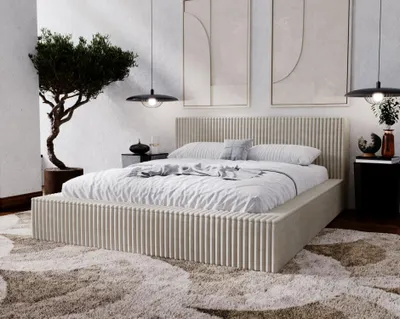 Obrázok produktu pre Manželská čalúnená posteľ 140x200 SIDONIA 2 s úložným priestorom - béžová