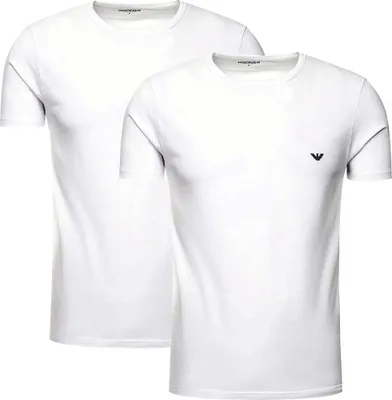 Produktbild von Emporio Armani Herren T-Shirt Rundhals 2er Pack | Baumwolle & Elasthan Regular Fit Farbe Weiß Größe M EM000391 AF14132