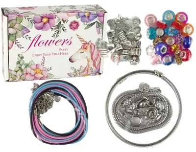 Produktbild von Leantoys Set aus Armbändern, Halsketten und farbigen Schmuckperlen