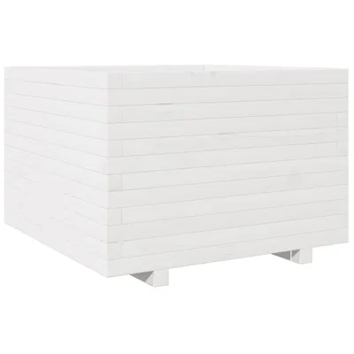 Obrázok produktu pre Záhradný kvetináč biely 80x80x49,5 cm masívna borovica