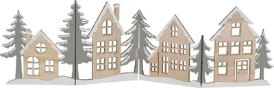 Produktbild von Deko Häuserzeile aus Holz klappbar 60 x 16 cm - grau / gold - Weihnachtsstadt Silhouette zur Tischdekoration - Weihnachtsdeko Tischdeko für Weihnachten Weihnachtsstadt Skyline