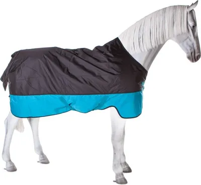 Produktbild von Horseware Mio T/O Lite Turnout Decke wasserdicht Black/Turq & Black HW 20, Größe:3'9