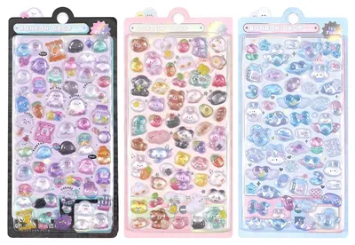 3D-Stickerset für Kinder, 3 Bögen Tiermotive, Bastelaufkleber