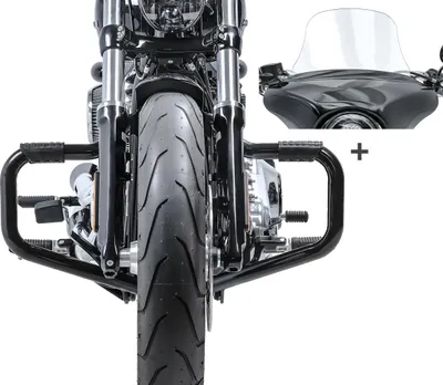 Immagine prodotto di Set crash bar Baffi + parabrezza L per Harley Sportglide 18-25 STS