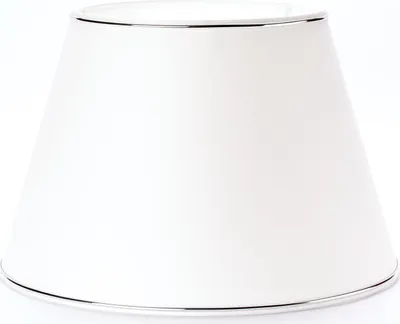 Image de Abat-jour de qualité supérieure Abat-jour en tissu blanc avec bord argenté rond 32cm Chintz