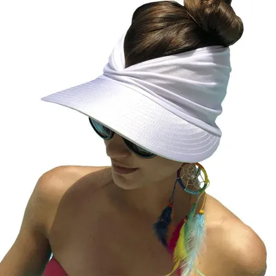 Immagine prodotto di Cappello da sole da donna, cappello estivo, cappello da spiaggia, visiera, protezione UV, taglia unica, bianco