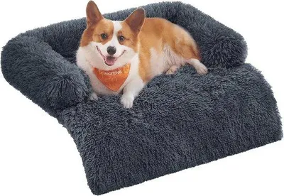 Immagine prodotto di Coperta per cani in morbido peluche per cani di taglia media - grigio scuro - 95 x 85 x 16 cm