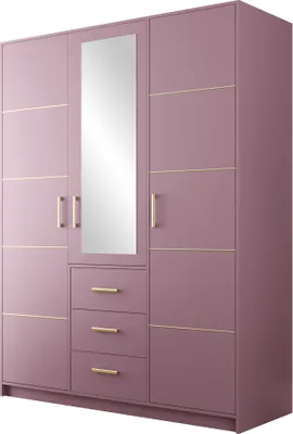 Produktbild von MIRJAN24 Kleiderschrank Bali D3 II, Drehtürenschrank, Garderobe mit Drehtüren, Spiegel und Schubladen, Schlafzimmer (Farbe: Weiß)