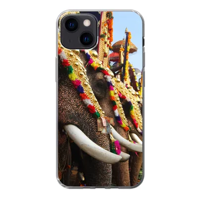 Produktbild von MuchoWow® Handyhülle Schutzhülle Hülle für iPhone 13 Elefant - Parade - Tiere Silikon Softcase Handy Hülle - Karteninhaber