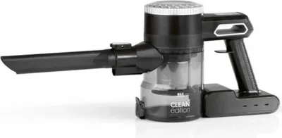 A black and silver cordless vacuum cleaner is shown against a white background.