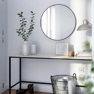 Produktbild von Wandspiegel Rund Hängespiegel 50cm Dekospiegel Schwarz