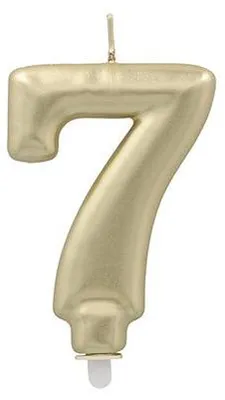 Produktbild von Zahlenkerze mit Halter 7 cm gold "7"