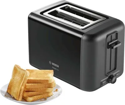 Produktbild von Bosch Toaster TAT3P423DE schwarz 970 Watt Auftaufunktion Brötchenaufsatz