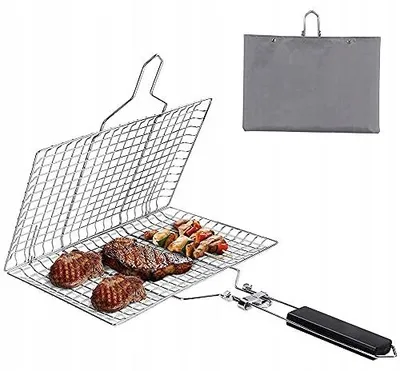 Zdjęcie produktu dla Kosz do grillowania stal nierdzewna składany ze składanymi uchwytami dla