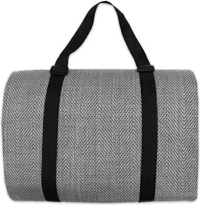 Produktbild von Unyqoos® Picknickdecke XXL 200 x 200 cm – wasserdicht & sanddicht, 95%.Polyacryl/5% Polyester, faltbar mit Tragegriff, Camping‑ & Stranddecke, Anthrazit