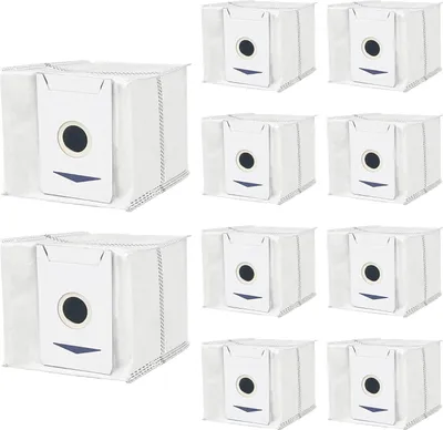 A collection of vacuum cleaner dust bags arranged in a grid.
