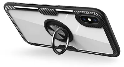 Immagine prodotto di Premium Mobile Phone Case Carbon Transparent Discreet Shell Rotatable Ring 360 Degree Holder Stand Magnetic per Samsung Galaxy S10 Lite (G770F)
